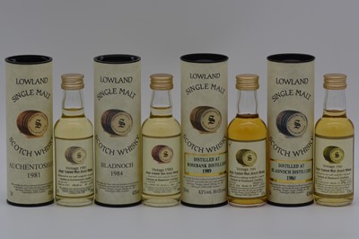 Lot 200 - Signatory Vintage - Four Lowland whisky miniatures