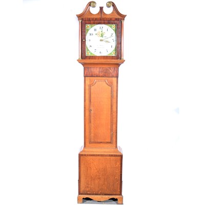 Lot 614 - Oak and mahogany longcase clock