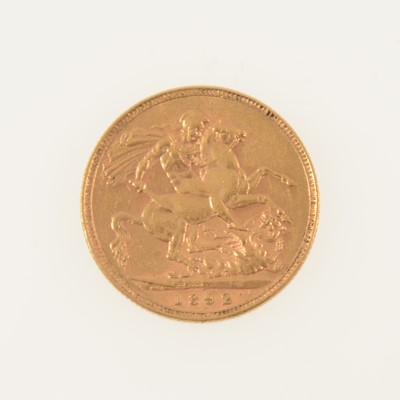 Lot 336 - Victoria Jubilee Head gold Sovereign coin, 1892.