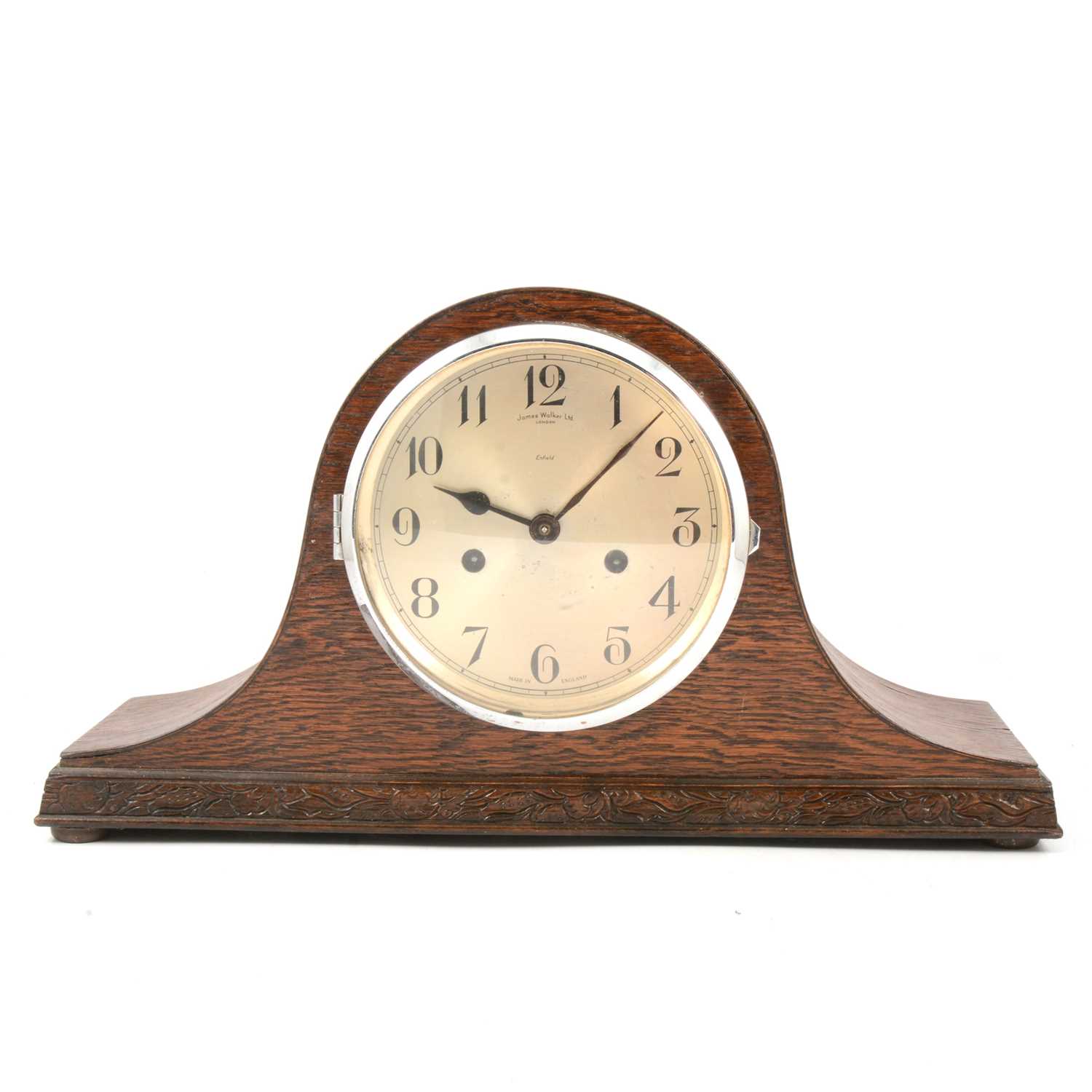 Lot 98 - James Walker oak cased Napoleon style mantel clock, Enfield movement.