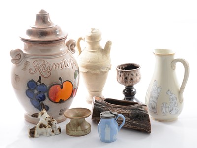 Lot 53 - One box of decorative ceramics, including a pottery Rumtopf jar
