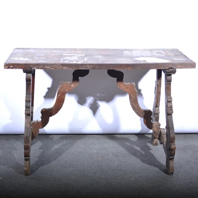 Lot 534 - Spanish inlaid walnut refectory type table