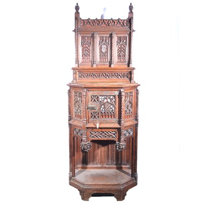 Lot 632 - French Gothic revival oak side cabinet