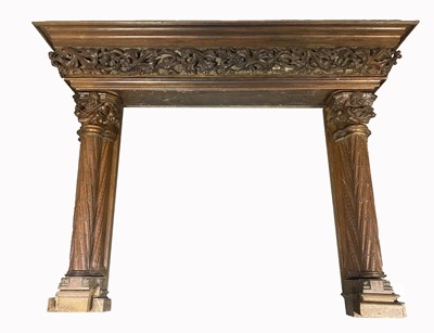 Lot 640 - Large French Gothic revival carved oak mantlepiece, probably by Bedel & Cie