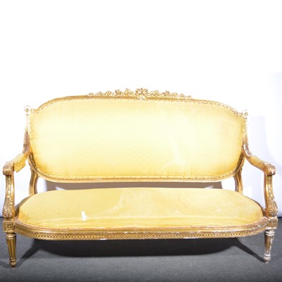 Lot 528 - 19th Century French giltwood canape