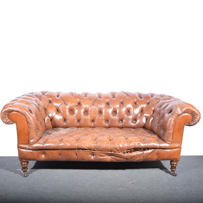 Lot 489 - Late Victorian leather Chesterfield sofa