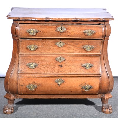 Lot 595 - Dutch oak bombe chest of drawers, 19th Century