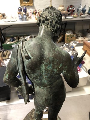 Lot 163 - Narcissus, patinated bronzed figure.