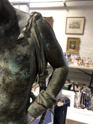Lot 163 - Narcissus, patinated bronzed figure.