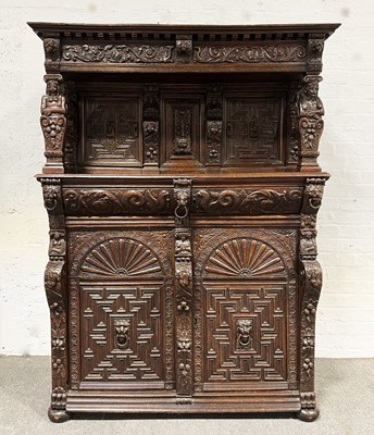 Lot 245 - Anglo-Dutch carved oak court cupboard