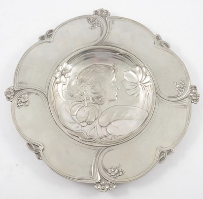 Lot 1006 - Italian Art Nouveau pewter charger, by Achille Gamba, circa 1900