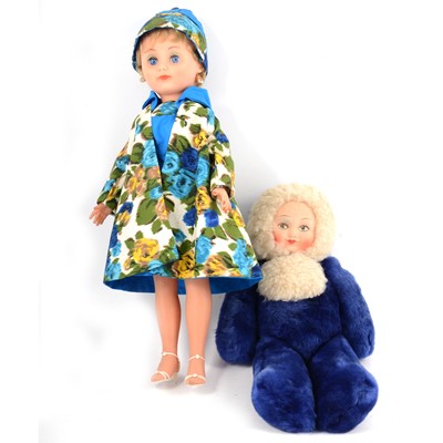 Lot 304 - Two vintage dolls, c1960s plastic fashion doll and a 1930s rag/plush type doll