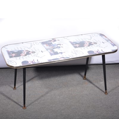 Lot 167 - Beatles interest; coffee table, the top with images and signatures