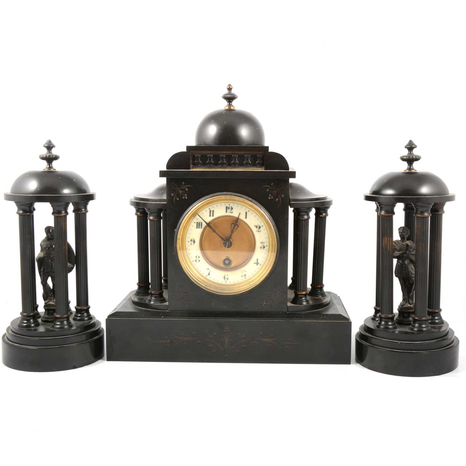 Lot 97 - Late Victorian clock garniture
