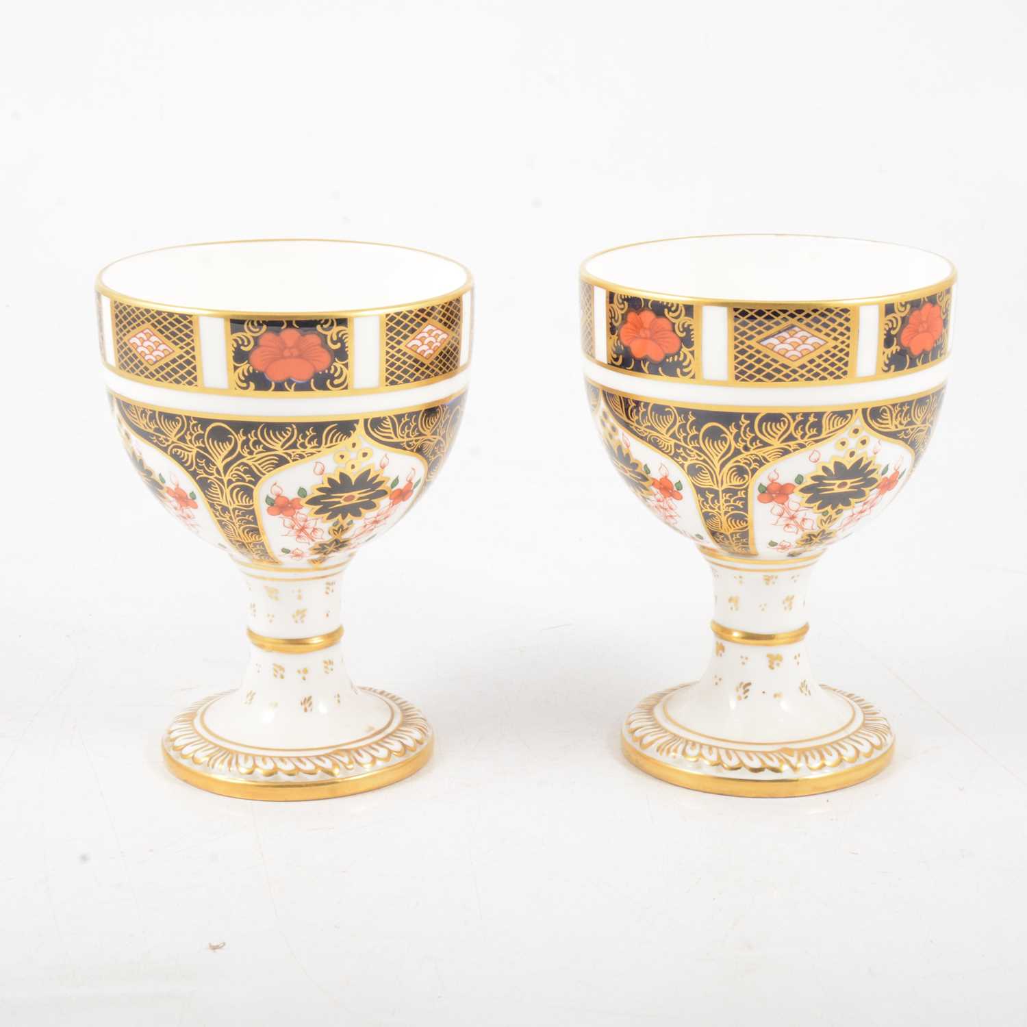 Lot 72 - A pair of Royal Crown Derby Imari pattern goblets