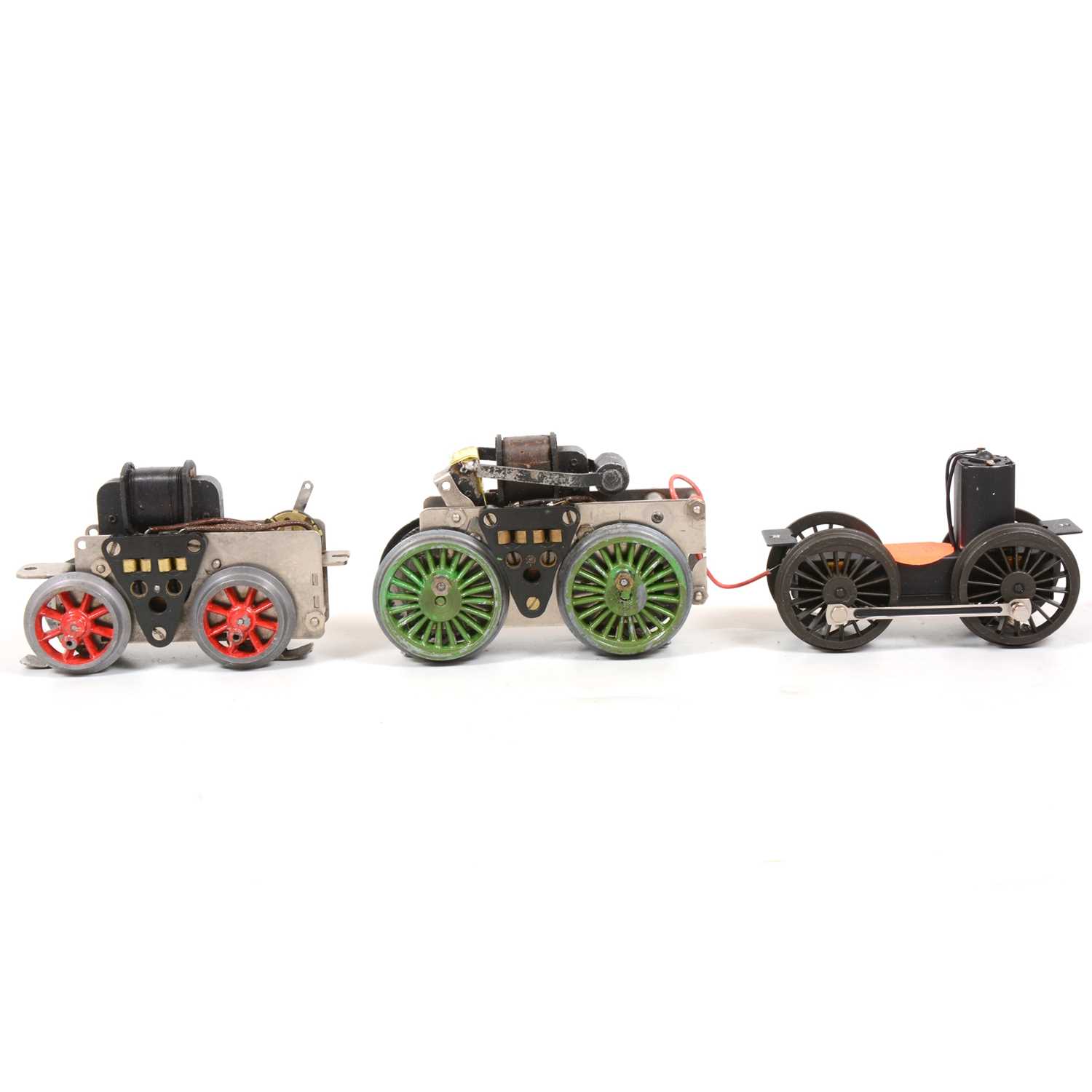 Lot 30 - Three O gauge electric motor chassis.