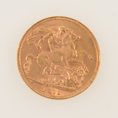 Lot 347 - George V gold Sovereign coin, 1911