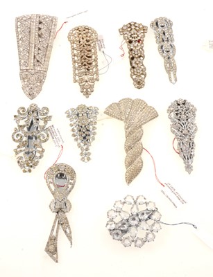 Lot 377 - Ten At Deco oversize paste dress clips.