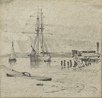 Lot 347 - Samuel Prout, Shipping in an estuary