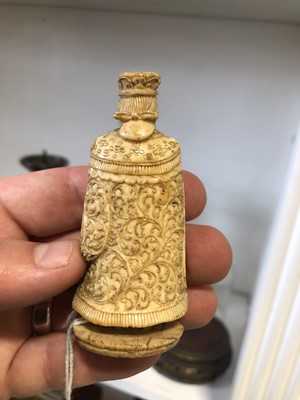 Lot 91 - Chinese carved ivory chess piece, with stand and dome