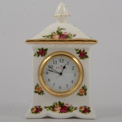 Lot 15 - Royal Albert "Old Country Roses" clock, Nipon lidded vase, Clarice Cliff harvest jug, meat plate.