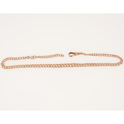 Lot 345 - A 9 carat rose gold graduated curb link chain.