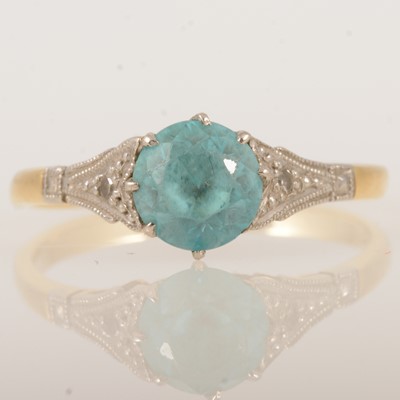 Lot 303 - A heat treated blue zircon ring.