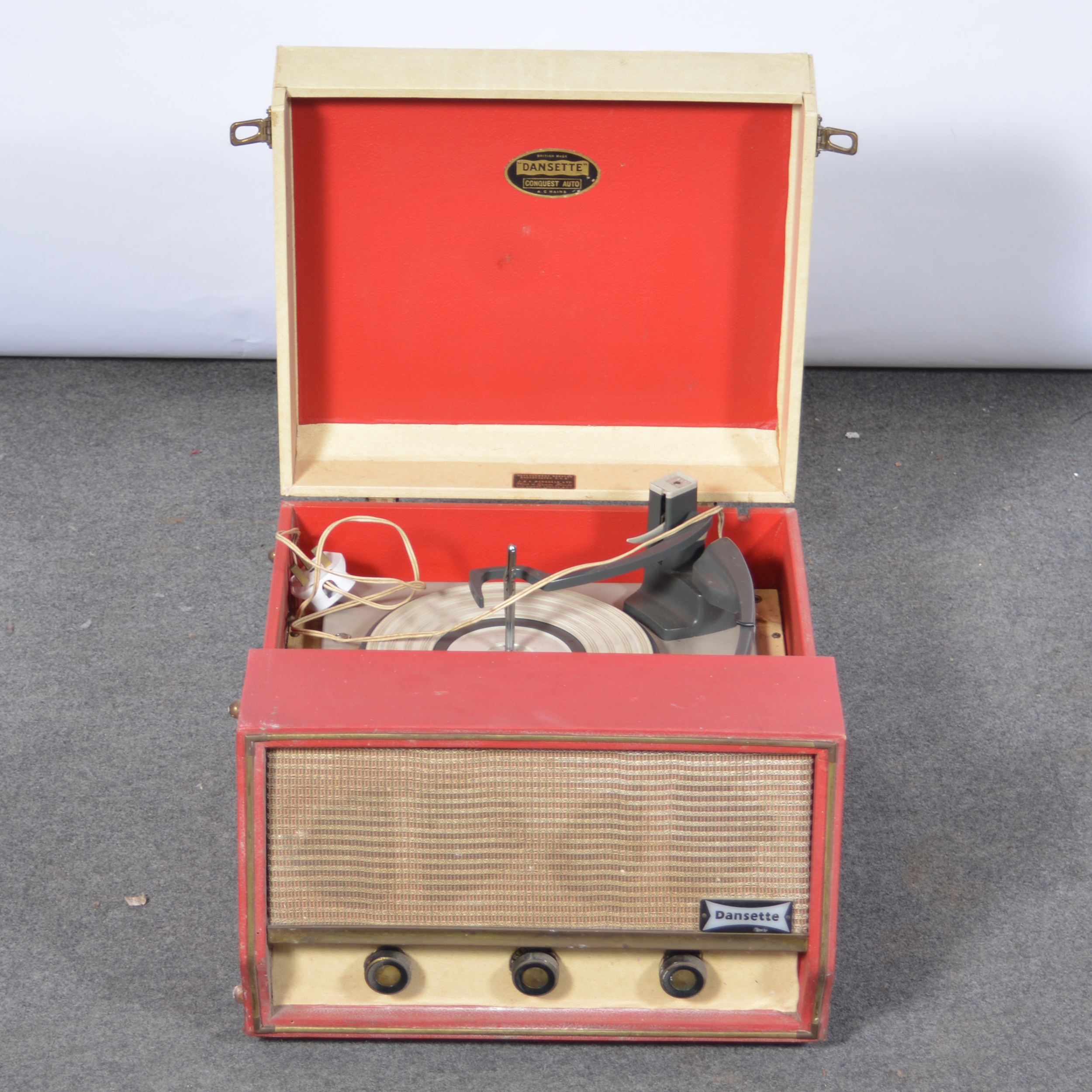 Lot 527 Dansette record player.