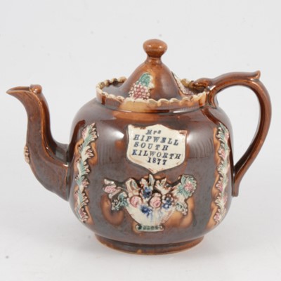 Lot 36 - A Victorian barge ware teapot