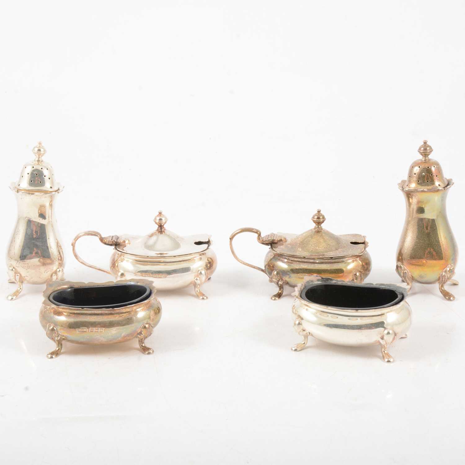 Lot 267 - Silver Double Condiments Set, Walker & Hall