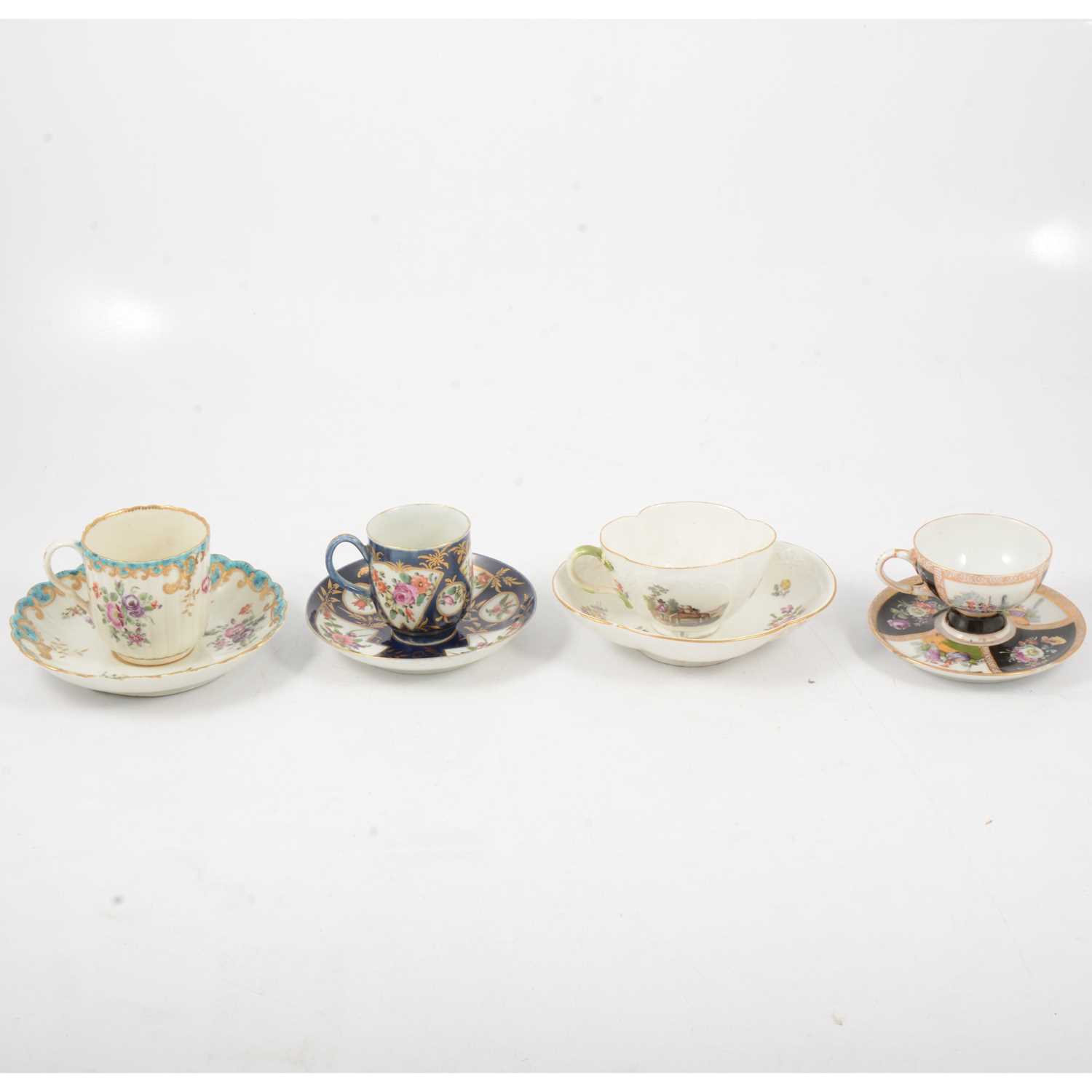 Lot 78 - Chelsea-Derby style cup and saucer, Meissen cup and saucer and others