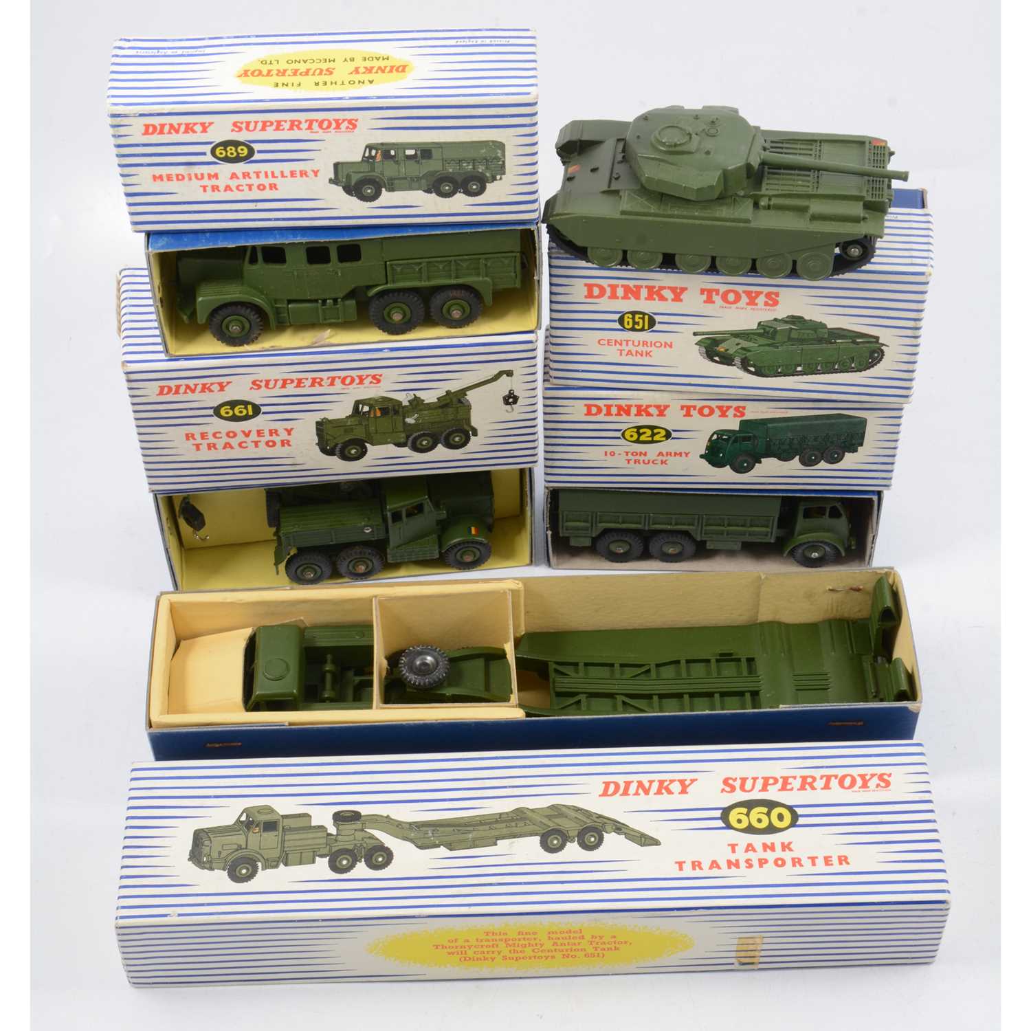 Lot 137 - Five Dinky Toys die-cast military models, all boxed.