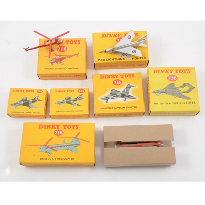 Lot 141 - Seven Dinky Toys die-cast aircraft models, all boxed.