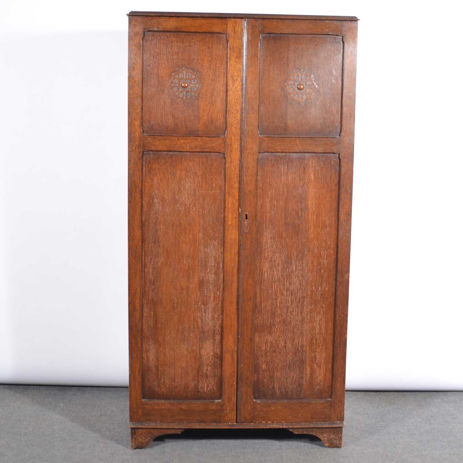 Lot 632 - Oak two door wardrobe