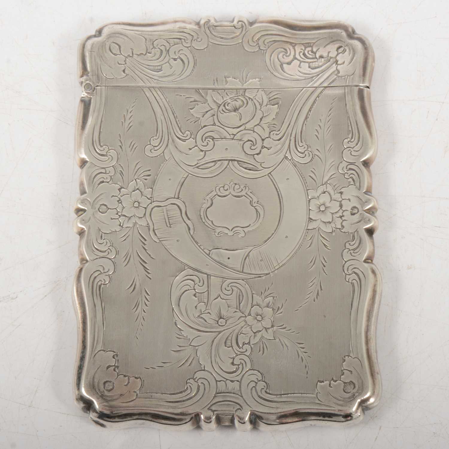 Lot 258 - Victorian silver visiting card case, Charles Washington Shirley Deakin, Birmingham 1856.