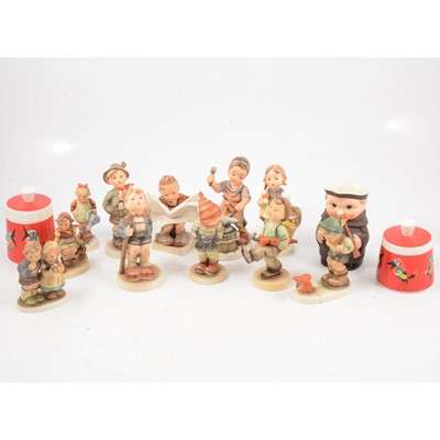 Lot 37 - Collection of Hummel figures, two preserve pots by Goebel, etc.