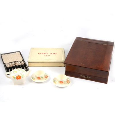 Lot 94 - A modern reproduction mahogany writing slope and other collectibles