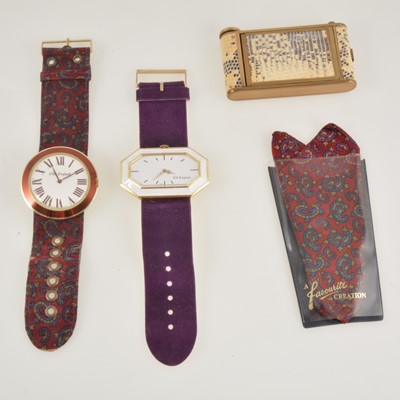 Lot 279 - Two Old England large dial watches, a paisley cravat, and an Art Deco style compact.