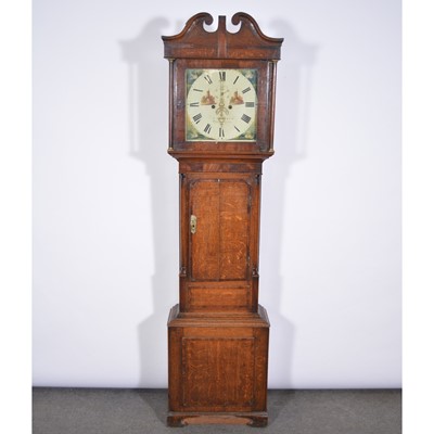 Lot 352 - Oak and mahogany longcase clock