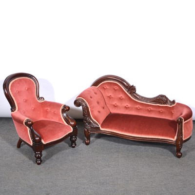 Lot 314 - Reproduction child's chair and child's chaise longue