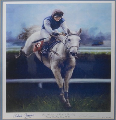 Lot 443 - Desert Orchid horse racing interest, four coloured prints.