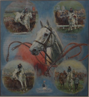 Lot 443 - Desert Orchid horse racing interest, four coloured prints.