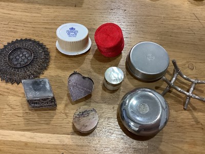 Lot 96 - Forty-two pill boxes, silver, treen, ceramic, enamel, stone etc.