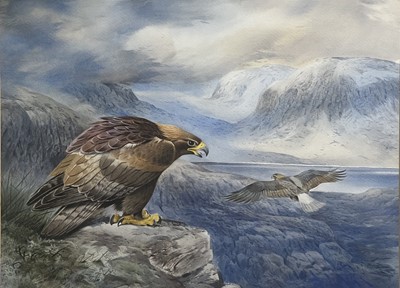 Lot 189 - Attributed to John Cyril Harrison, Eagles in mountain landscape