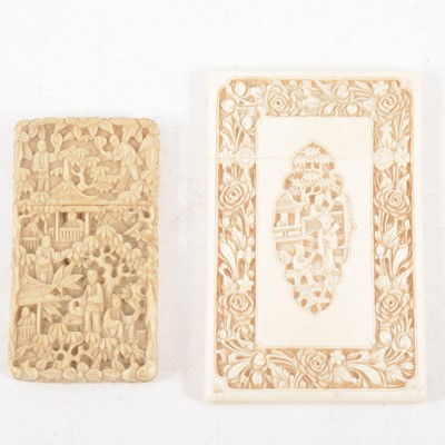 Lot 86 - Two Cantonese carved ivory card cases, late 19th century