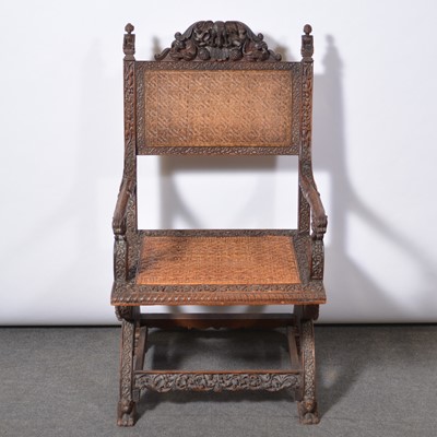 Lot 366 - Burmese carved hardwood chair