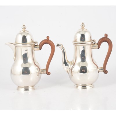 Lot 164 - George I style silver coffee pot and hot water jug.