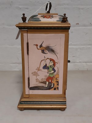 Lot 52 - Modern bracket clock, Chioiserie decorated