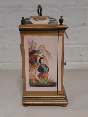 Lot 52 - Modern bracket clock, Chioiserie decorated