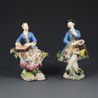 Lot 4 - Pair of Bow porcelain Musician figures